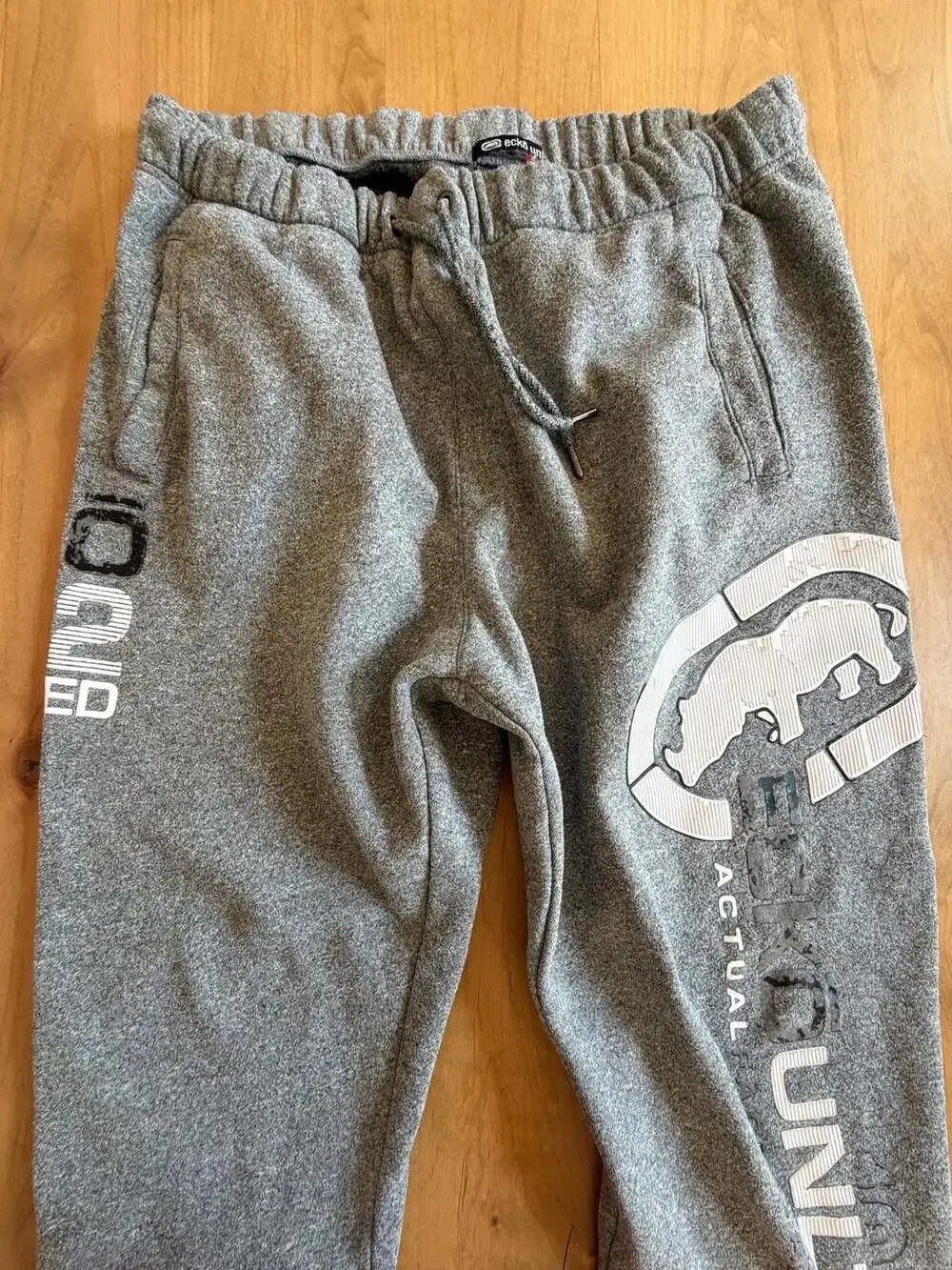 Ecko Unltd Men's Heather Grey Fleece Puff Print Logo Jogger Sweatpants